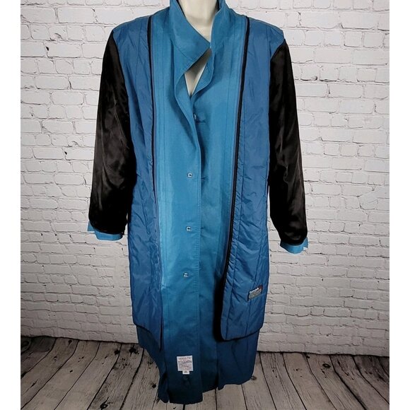VTG London Fog Maincoats Blue Belt Thinsulate Zip Liner Overcoat Trench USA 14R - Picture 5 of 16